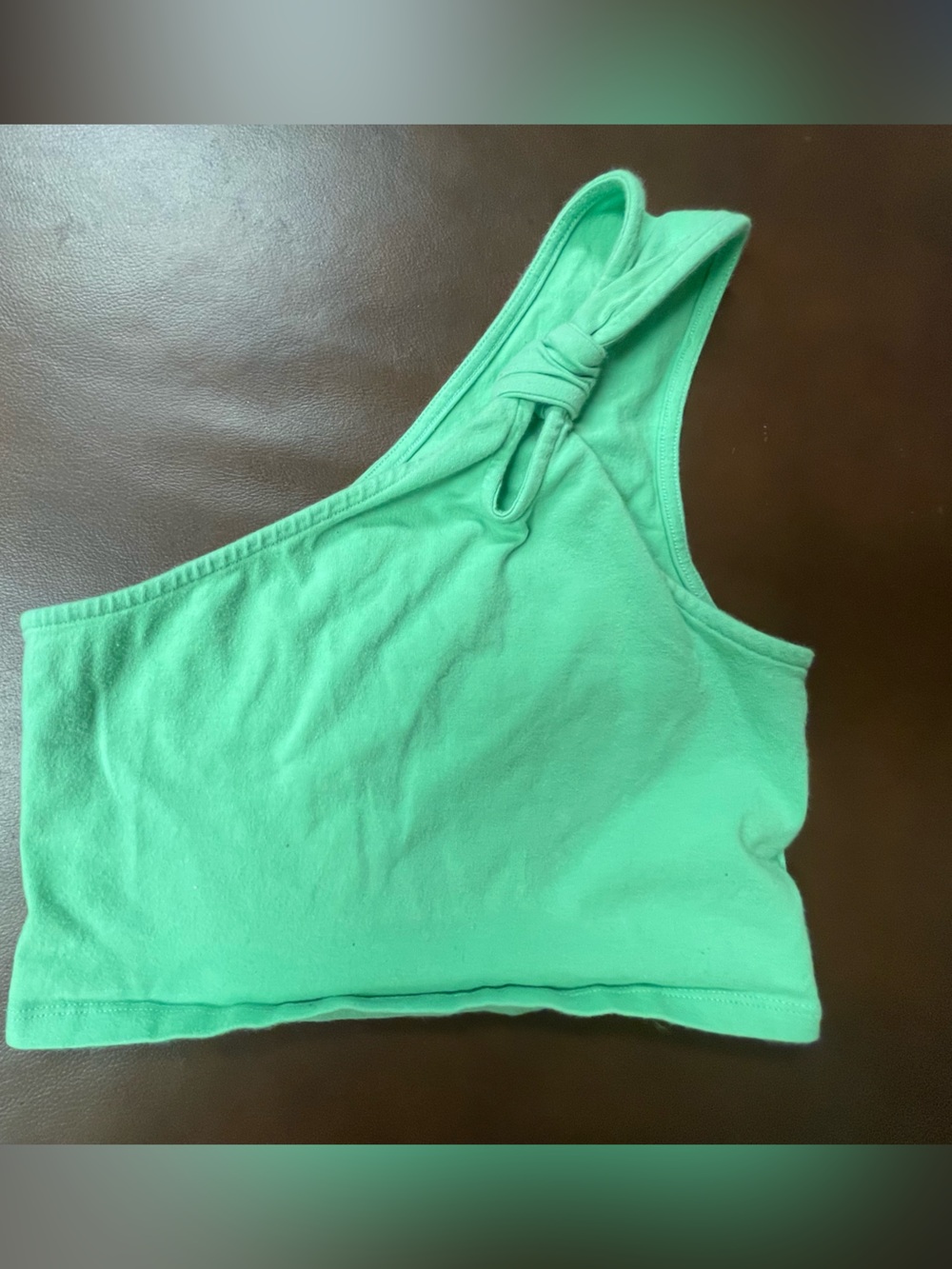 American Eagle Outfitters Mint Green One-Shoulder Crop Tank